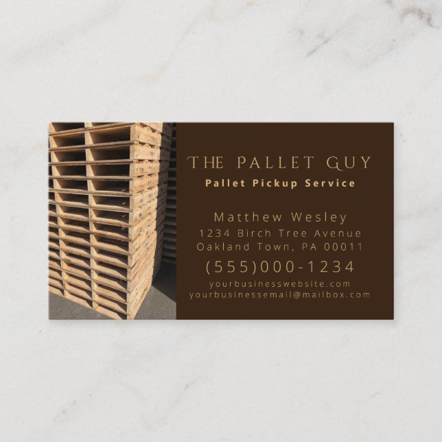 Professional Wood Pallet Pickup Delivery Service Business Card (Front)