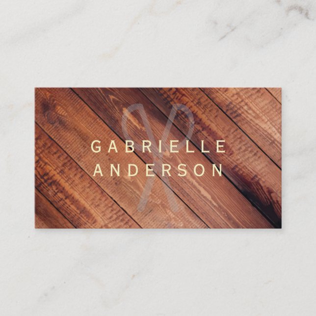 Professional Wood Salon Hair Stylist Business Card (Front)
