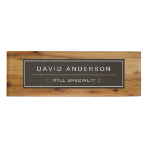 Professional Wood Texture Woodgrain Look Name Tag