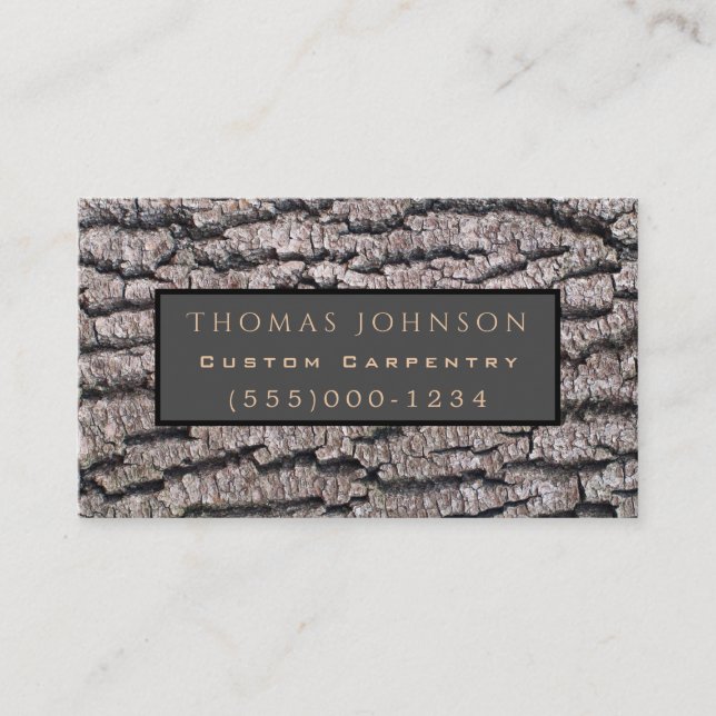 Professional Wood Worker Carpentry Tree Bark  Business Card (Front)