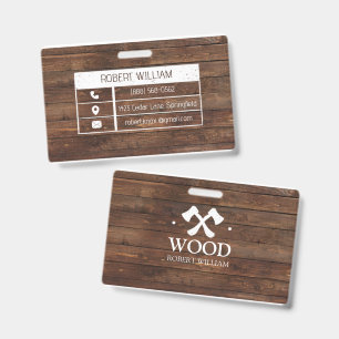 Professional Woodworker   Dark Wood Carpenter Cust ID Badge