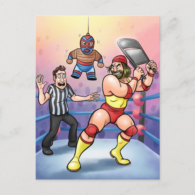 Professional Wrestler Steel Chair Birthday Postcard (Front)