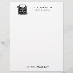 Professional Writer   Vintage Typewriter Symbol Custom Letterhead