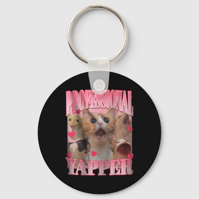 Professional Yapper Cat Funny Meme  Key Ring (Front)