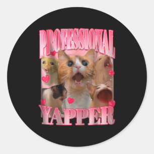 Professional Yapper Cat Funny Oddly Specific Dank Classic Round Sticker