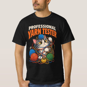 Professional Yarn Tester Funny Cute Cat Knitter T-Shirt