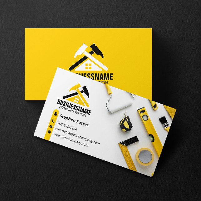 Professional Yellow Home Renovation Construction Business Card (Creator Uploaded)