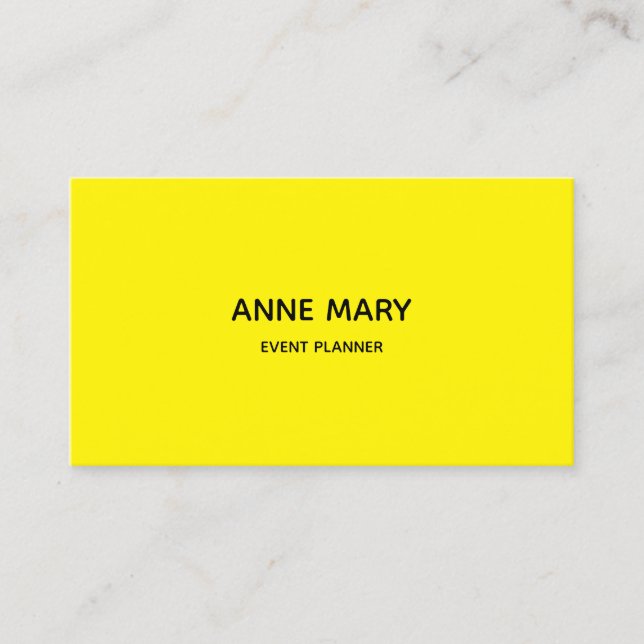 Professional Yellow Modern Colourful Event Plan Business Card (Front)