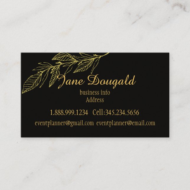 Professional yet Elegant Classic Black Gold Nature Business Card (Front)