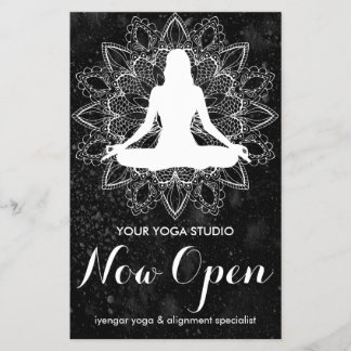 Professional Yoga Classes Mandala Black and White Flyer