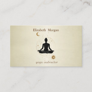  Professional Yoga Girl Silhouette Moon Sun Business Card