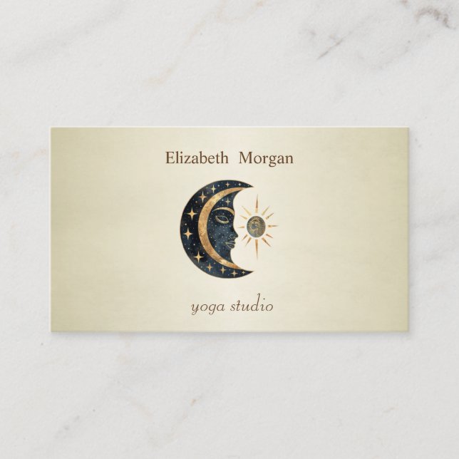 Professional Yoga Studio Sun Moon   Business Card (Front)