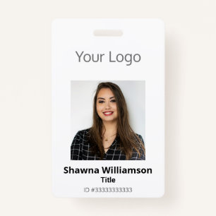 Professional Your Logo White Photo Bar Code ID ID Badge
