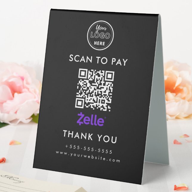 Professional Zelle QR Code Scan to Pay Logo Black (In SItu (Wedding))