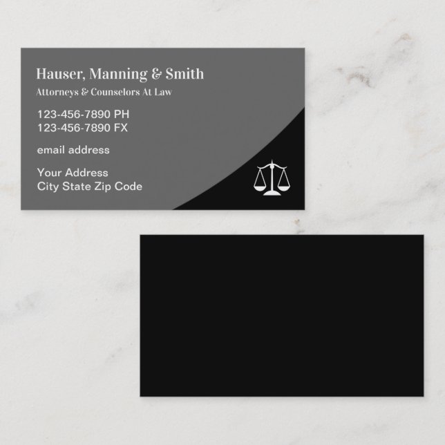 Professionally Designed Attorney Business Cards (Front/Back)