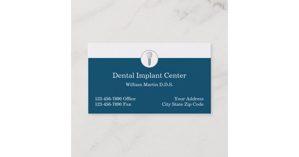 Professionally Designed Dental Implant Dentist Business Card Zazzle