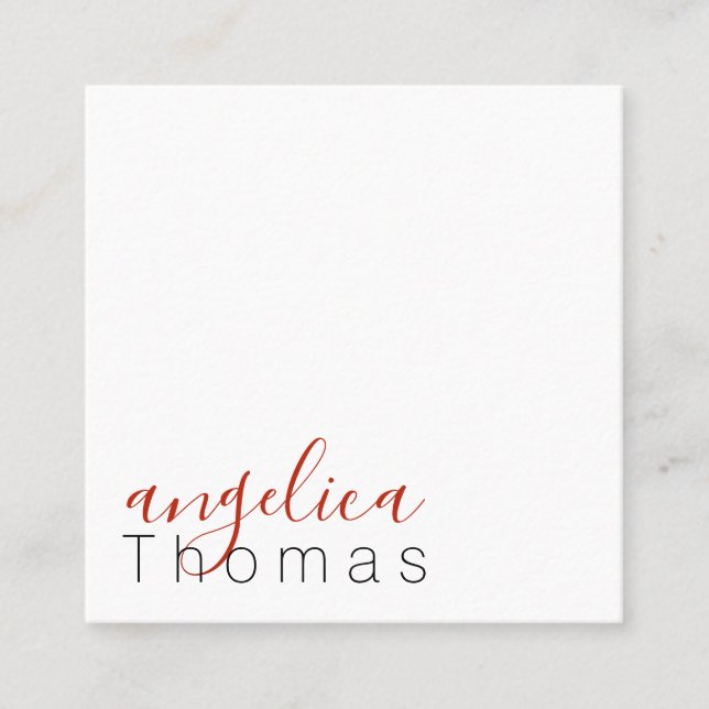 Professionally Stylish (Red) Square Business Card (Front)