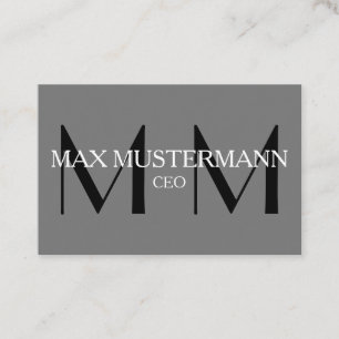 Professionelle Monogram Modern    Grau Business Card