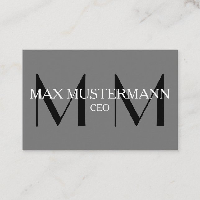 Professionelle Monogram Modern |  Grau Business Card (Front)