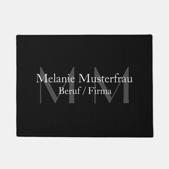 Professionelle schwarze Monogramm Fussmatte Doormat (Front)