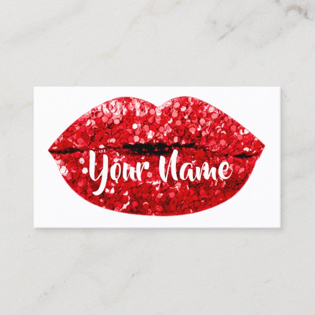 ProfessionMakeup Artist Red Kiss Lips White Modern Business Card (Front)