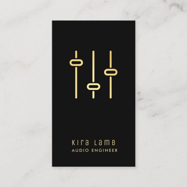 Professionnel Audio Engineer Black And Gold  Business Card (Front)