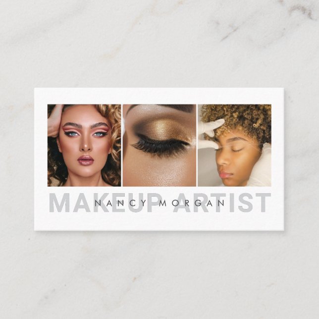 Professionnel Makeup Artist Photo Collage  Business Card (Front)