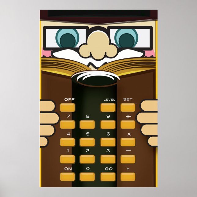 Professor Calculator funny cartoon Poster (Front)