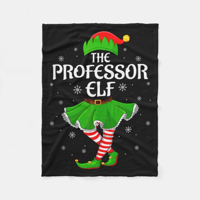 Professor Elf Christmas Family Girls Women Elf Squ Fleece Blanket (Front)