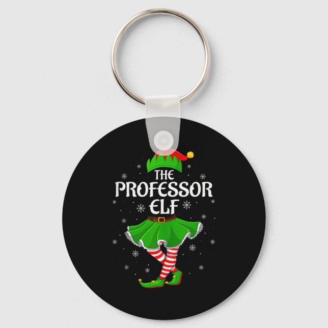 Professor Elf Christmas Family Girls Women Elf Squ Key Ring (Front)