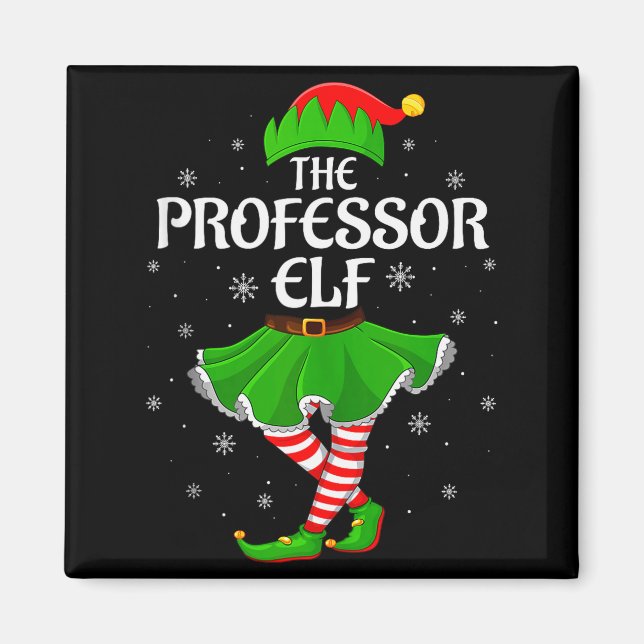 Professor Elf Christmas Family Girls Women Elf Squ Magnet (Front)