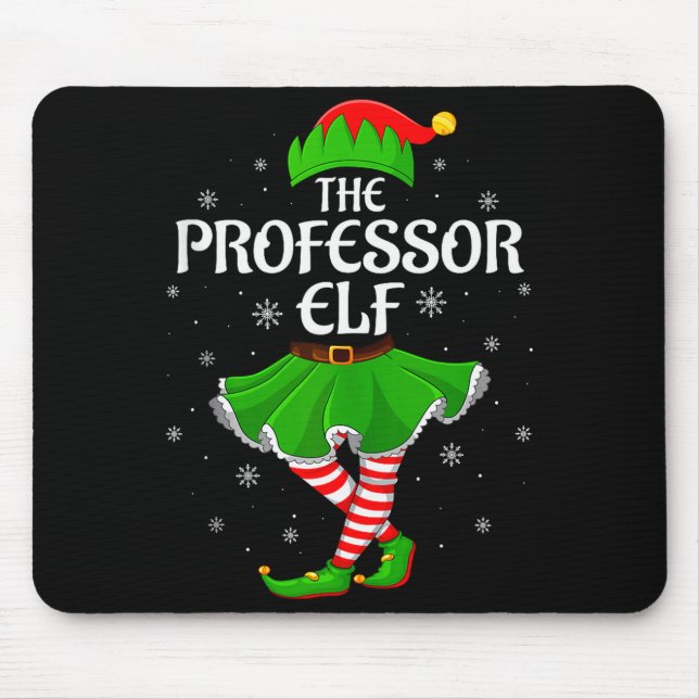 Professor Elf Christmas Family Girls Women Elf Squ Mouse Mat (Front)