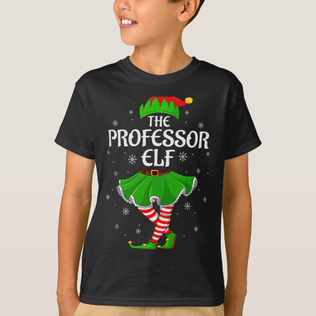 Professor Elf Christmas Family Girls Women Elf Squ T-Shirt (Front)