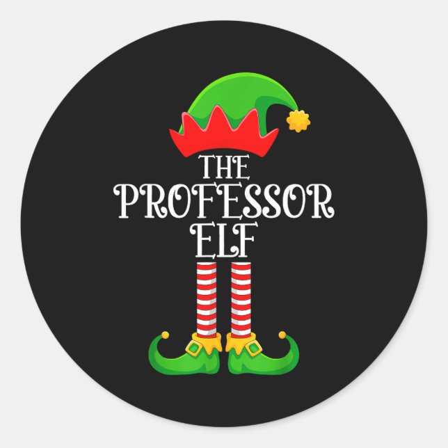 Professor Elf Christmas Family Matching Funny Love Classic Round Sticker (Front)