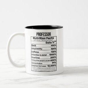 Professor Nutrition Facts Funny Gift ideas Two-Tone Coffee Mug