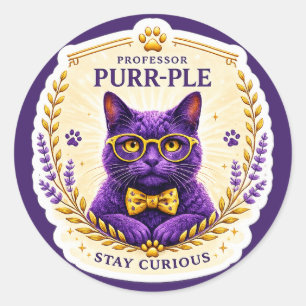 Professor Purr-Ple™ – Stay Curious Sticker