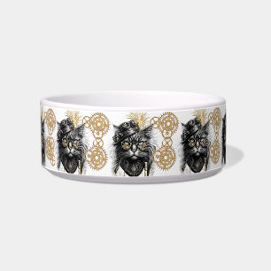Professor Sprocket-Paws The Funky Steampunk Cat Bowl