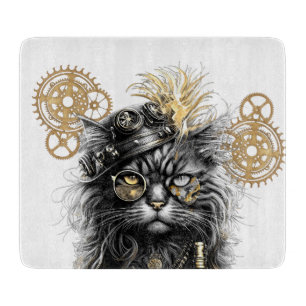Professor Sprocket-Paws  The Funky Steampunk Cat  Cutting Board