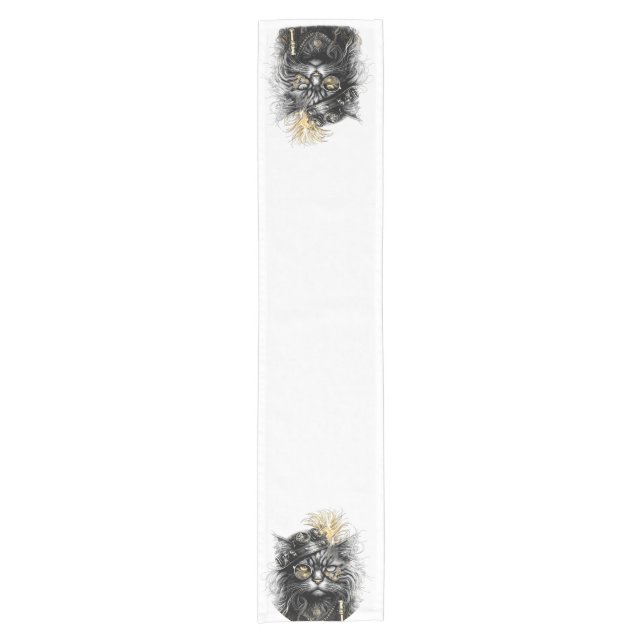 Professor Sprocket-Paws  The Funky Steampunk Cat  Short Table Runner (Front)