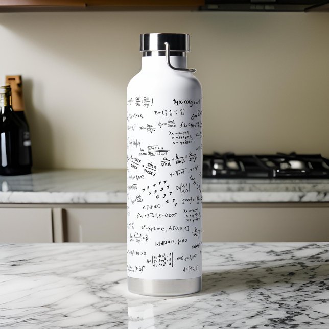 Professor Teacher Mathematics Formula Equations Water Bottle (Professor Teacher Mathematic Science Equations Water Bottle Marble Kitchen Top)