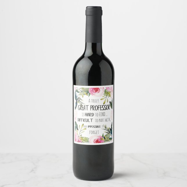Professor Thank You Gift Appreciation Office Decor Wine Label (Front)