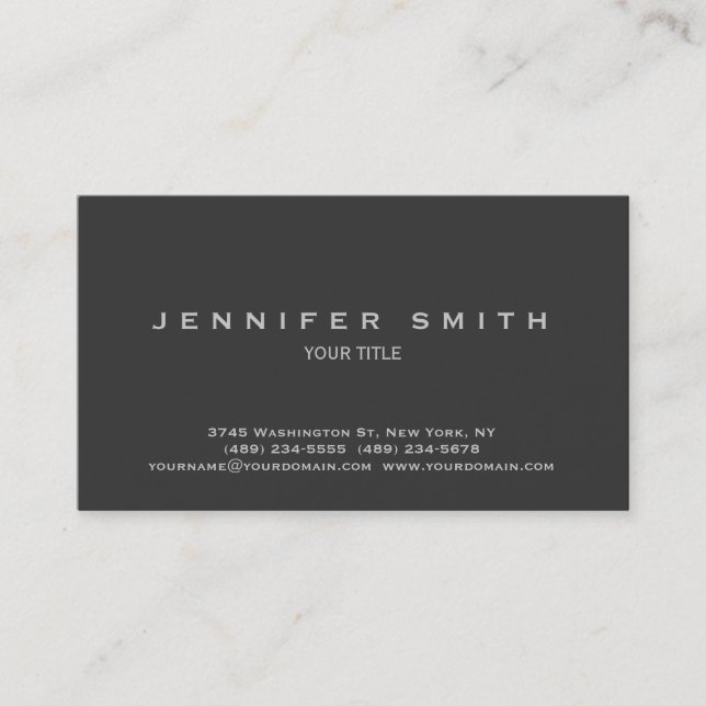 Professşional Modern Plain Grey Business Card (Front)