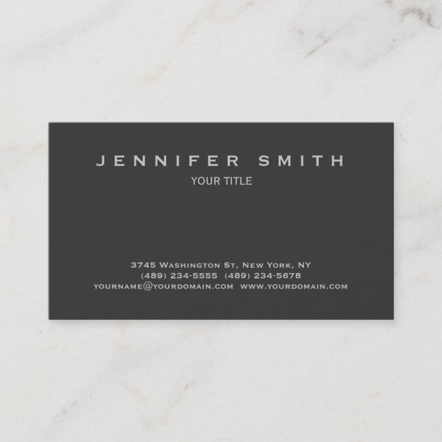 Professşional Trendy Plain Grey Business Card (Front)