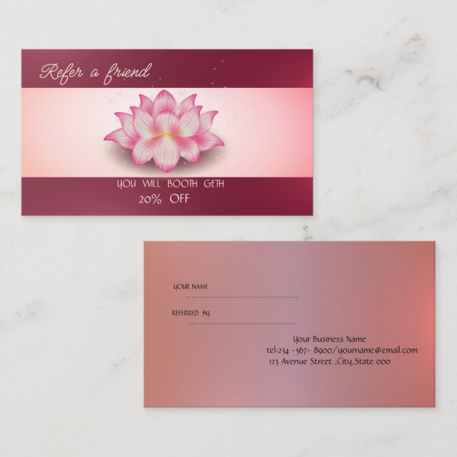Proffesional Elegant Lotus Referral Card (Front/Back)