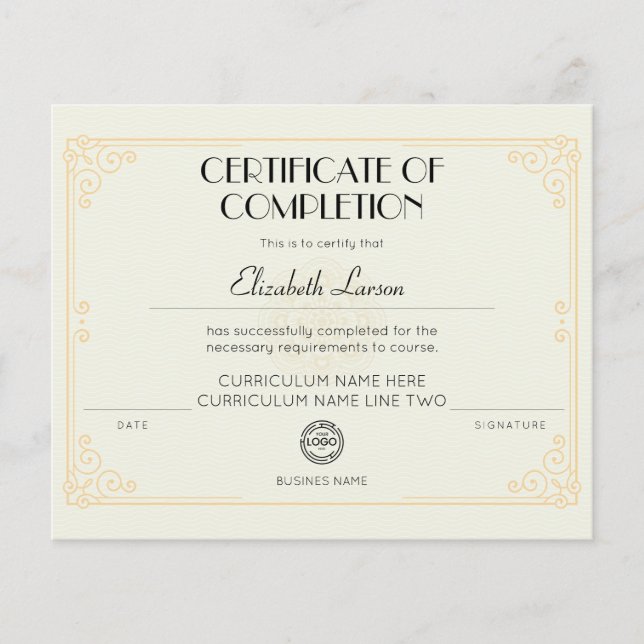 Proficient Certificate of Completion Course (Front)