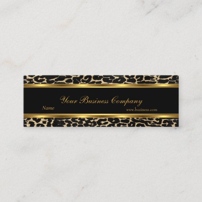 Profile Animal Gold Black Elegant Classy Skinny Mini Business Card (Front)