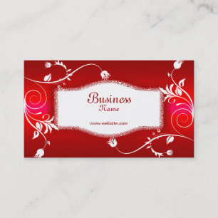 Profile Business Card Red White Floral