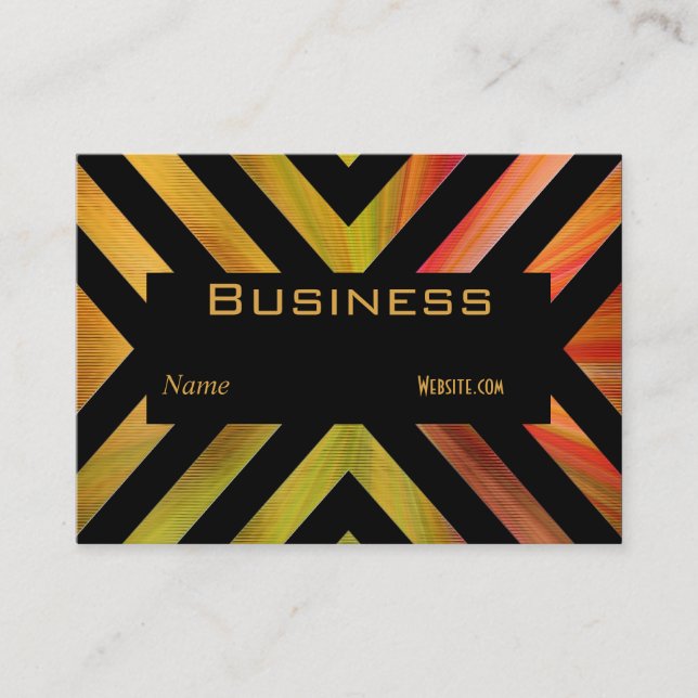 Profile Business Card Retro Black Colourful Stripe (Front)