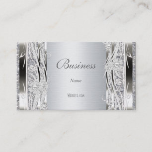 Profile Business Card Silver Floral