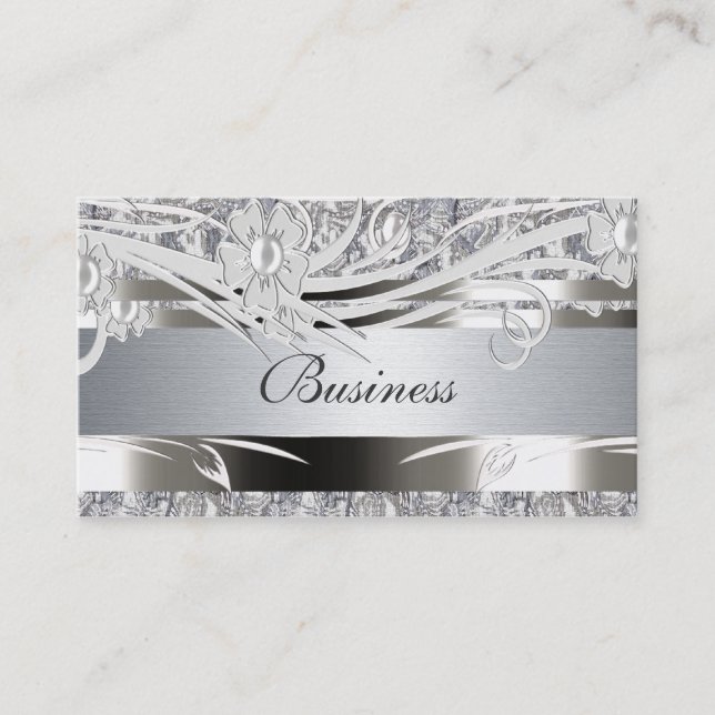 Profile Business Card Silver Floral Weddings (Front)
